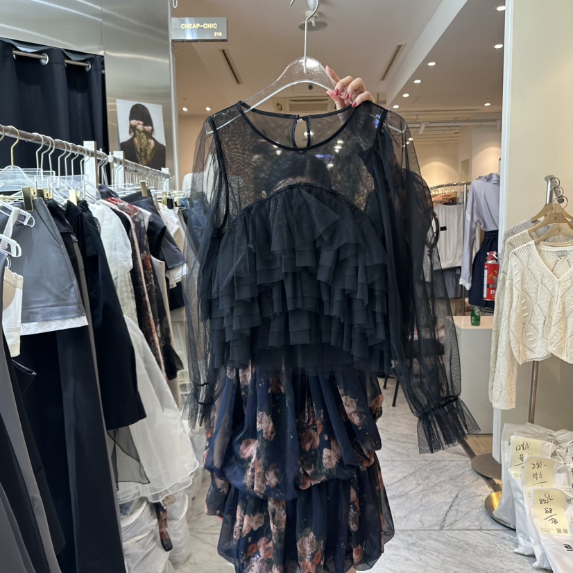 CHEAP-CHIC東大門㊣代購女裝新品時尚熱賣休閑襯衫蕾絲衫網眼CHEAP-CHIC/CHARLES THE SECOND襯衫/蕾絲衫圖色2