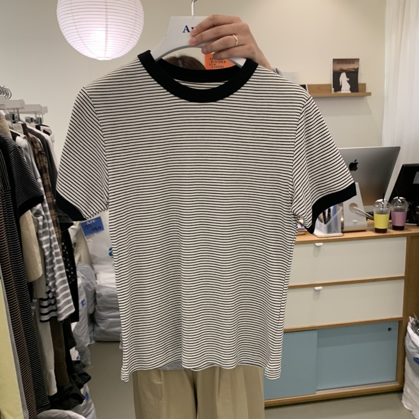 ARE東大門㊣代購女裝新品25秋冬職業休閑熱賣真品人氣T恤條紋ARE YOU/ARET恤