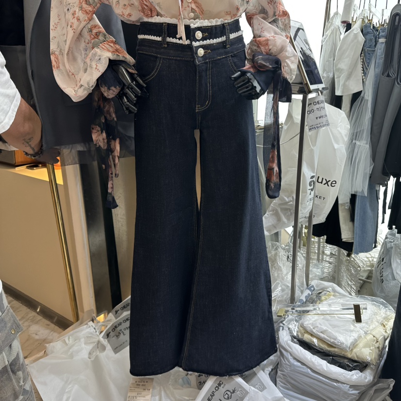 CHEAP-CHIC東大門㊣實拍女士新品時尚職業牛仔褲雙排扣喇叭CHEAP-CHIC/CHARLES THE SECOND牛仔褲