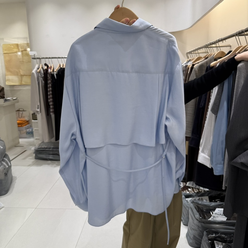 BLUEI-D東大門㊣代購女士新品休閑熱賣時尚襯衫蕾絲衫含腰繩Blue i-d襯衫/蕾絲衫