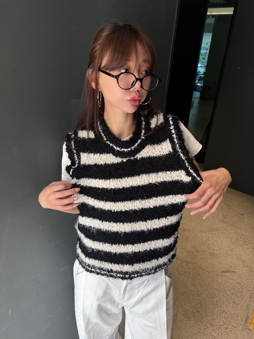 LUMIPLE韓國直郵㊣女裝新品職業休閑人氣25秋冬吊帶背心條紋LUMIPLE吊帶/背心