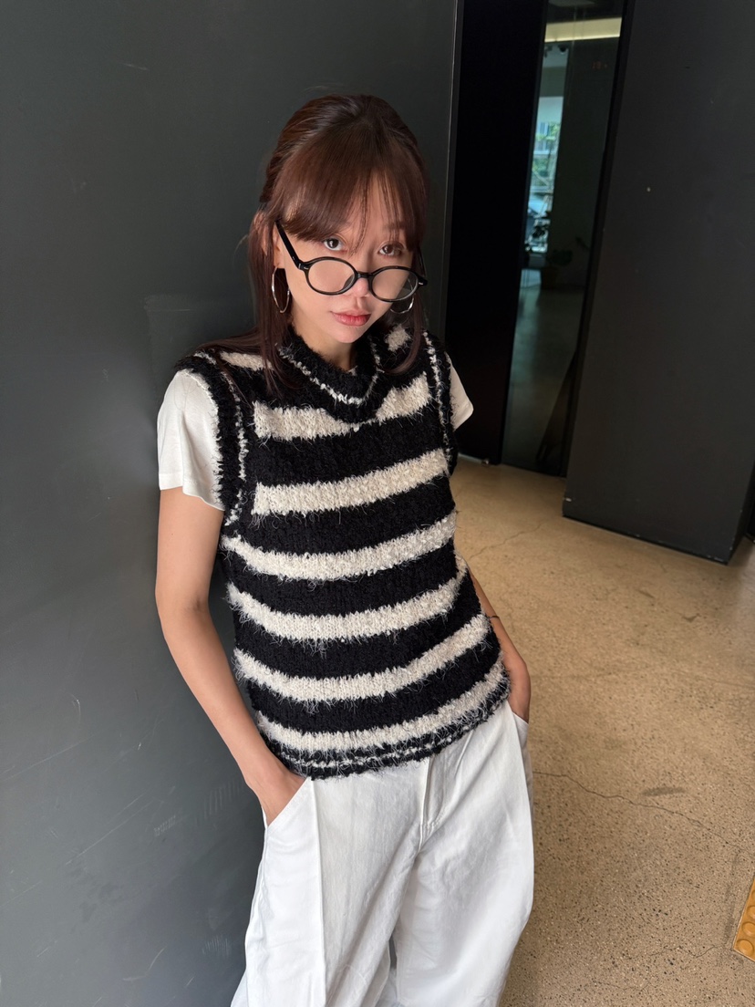 LUMIPLE韓國直郵㊣女裝新品職業休閑人氣25秋冬吊帶背心條紋LUMIPLE吊帶/背心