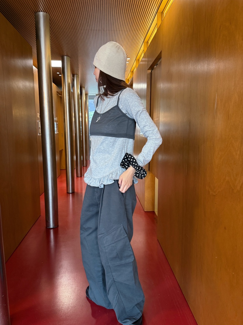 LUMIPLE韓國直郵㊣女士新款休閑推薦套裝荷葉邊兩件套套裝緊身LUMIPLE套裝