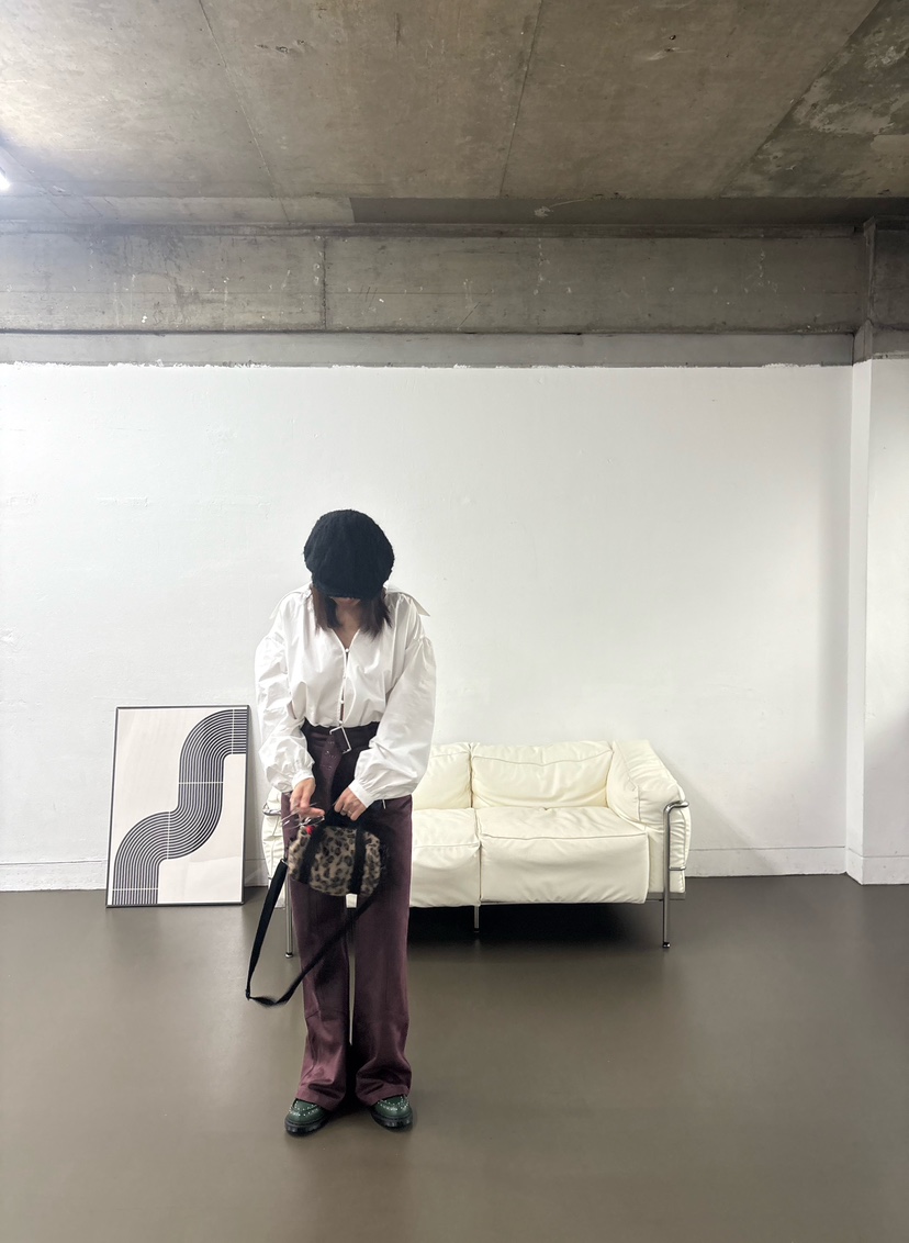 PLATFORM-L韓國直郵㊣女士新品休閑熱賣休閑褲含腰帶絨面革PLATFORM休閑褲