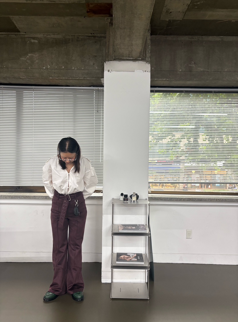 PLATFORM-L韓國直郵㊣女士新品休閑熱賣休閑褲含腰帶絨面革PLATFORM休閑褲