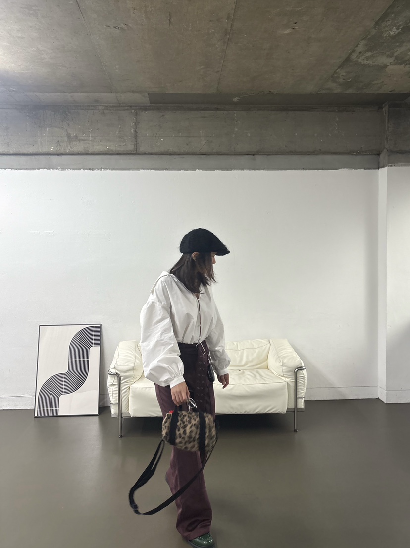 PLATFORM-L韓國直郵㊣女士新品休閑熱賣休閑褲含腰帶絨面革PLATFORM休閑褲