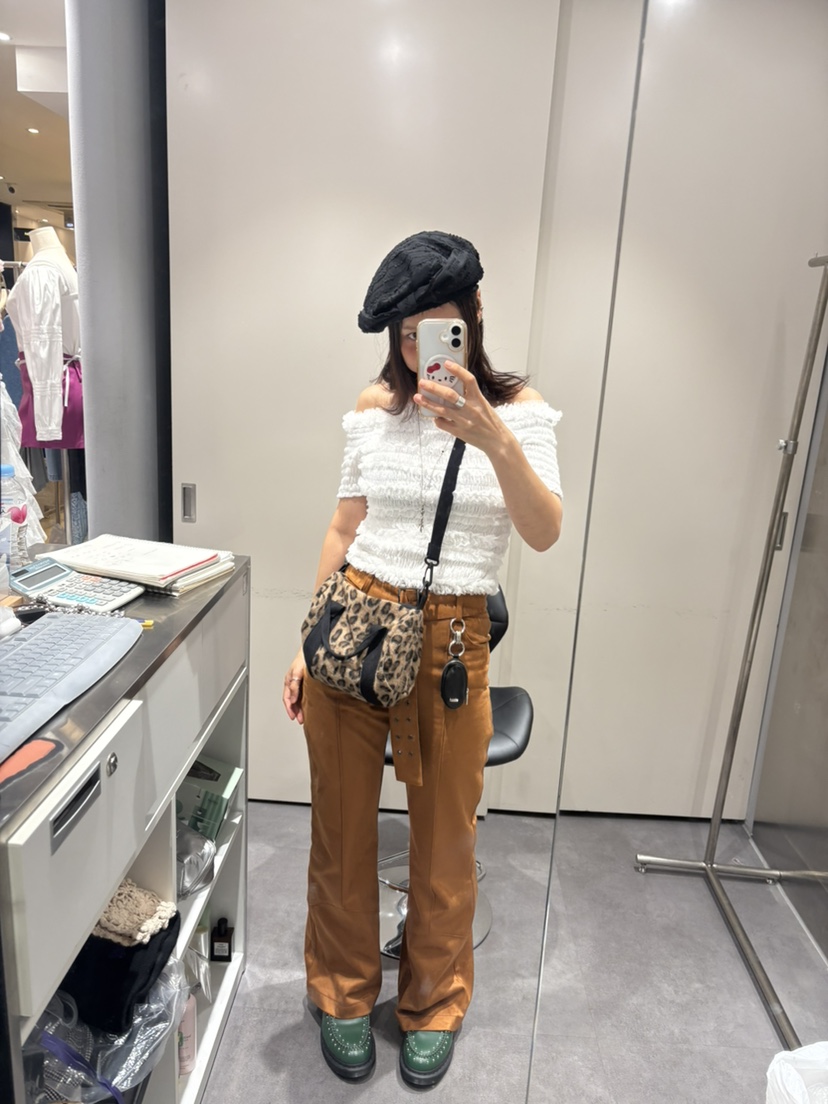 PLATFORM-L韓國直郵㊣女士新品休閑熱賣休閑褲含腰帶絨面革PLATFORM休閑褲