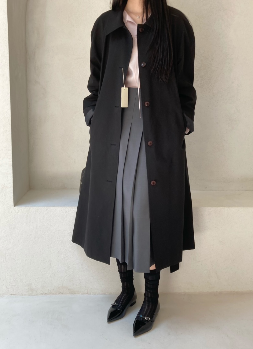 NDE韓國代購㊣女裝新款推薦熱賣真品職業人氣長款風衣含腰帶NDE長款風衣