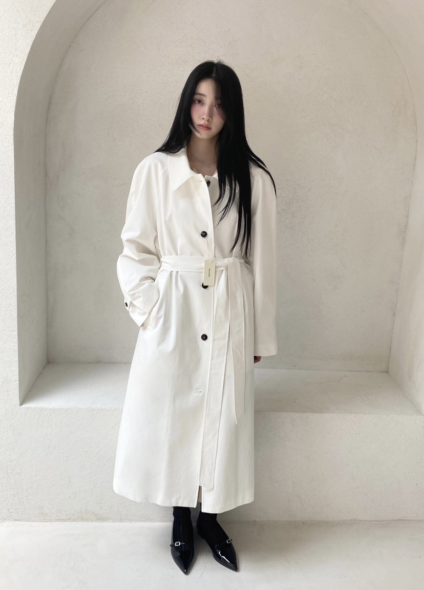 NDE韓國代購㊣女裝新款推薦熱賣真品職業人氣長款風衣含腰帶NDE長款風衣