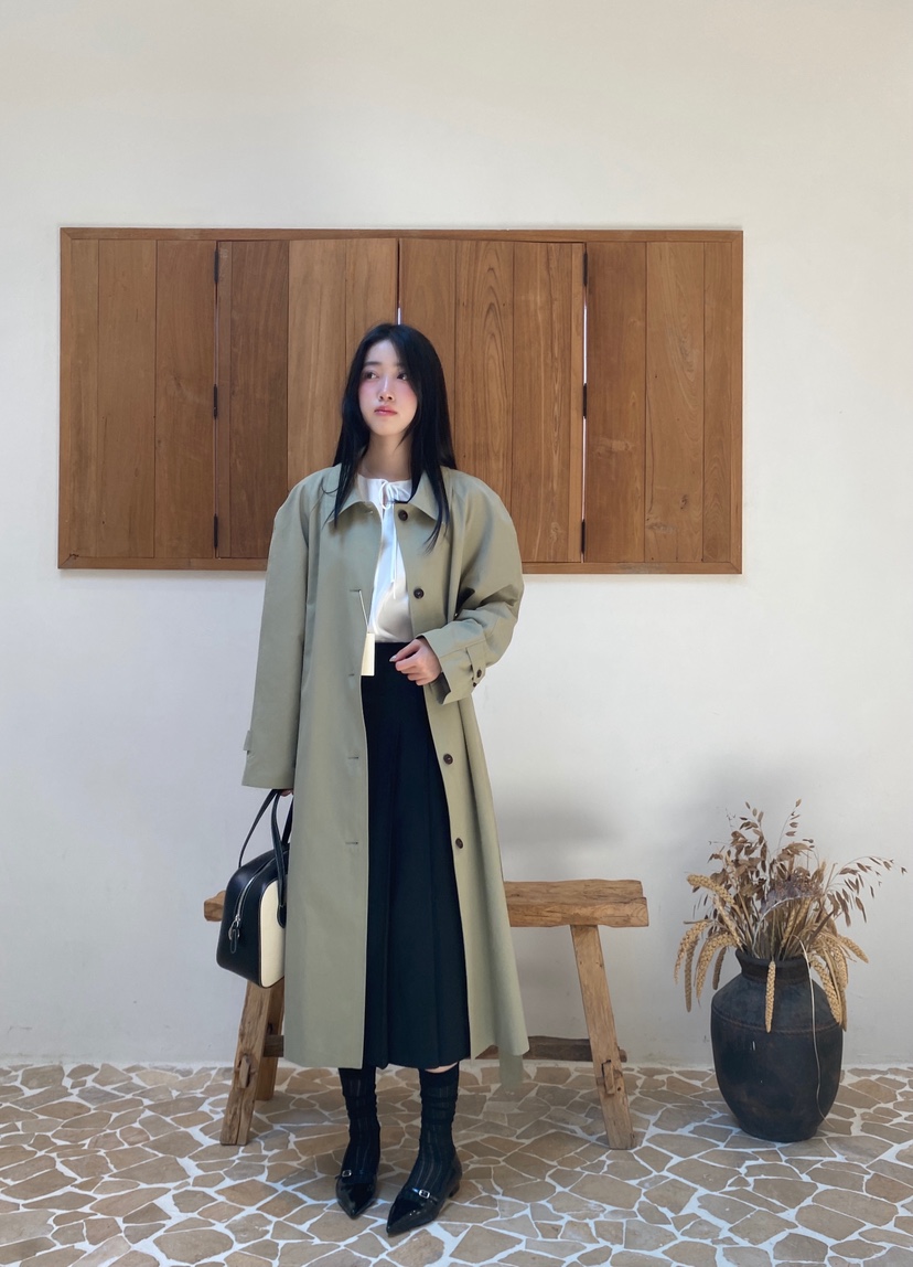 NDE韓國代購㊣女裝新款推薦熱賣真品職業人氣長款風衣含腰帶NDE長款風衣