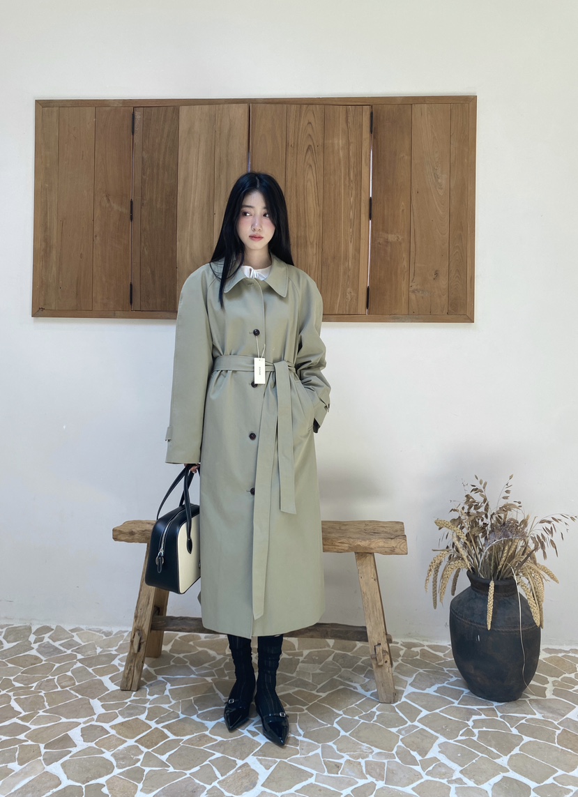 NDE韓國代購㊣女裝新款推薦熱賣真品職業人氣長款風衣含腰帶NDE長款風衣