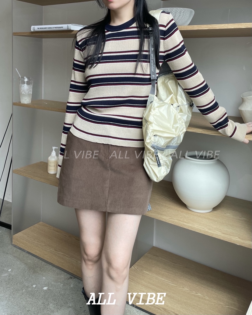 ALLVIBE東大門㊣代購女士新品職業休閑時尚推薦人氣針織衫條紋ALLVIBE針織衫