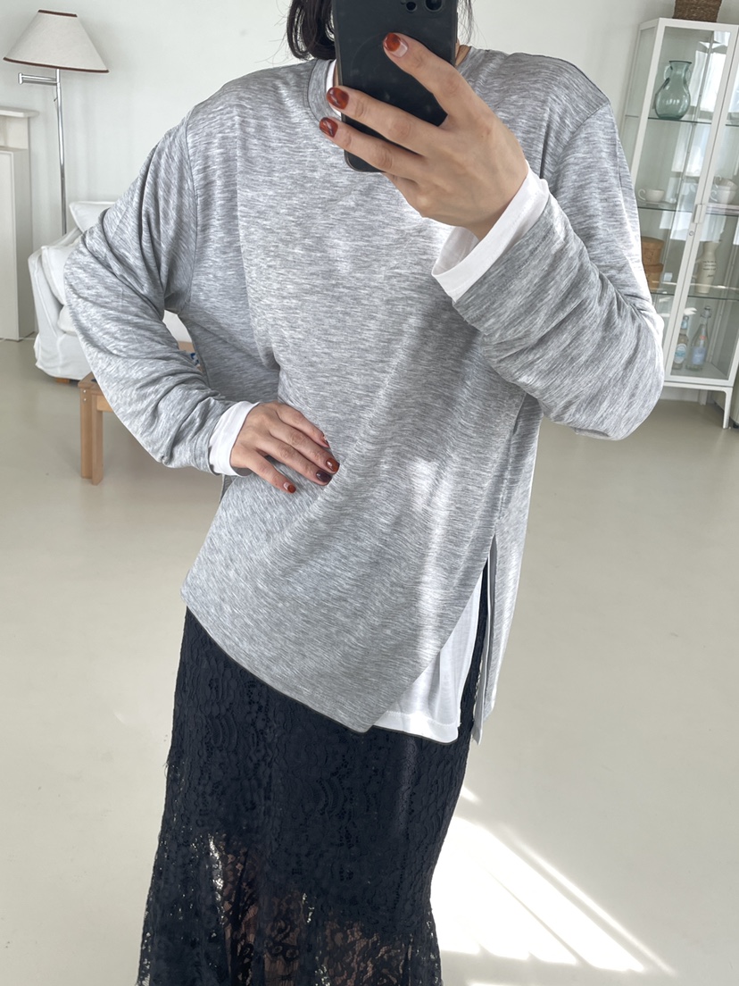 空東大門㊣直郵女裝新款休閑時尚推薦人氣25秋冬長袖T恤天絲CHAHEE長袖T恤