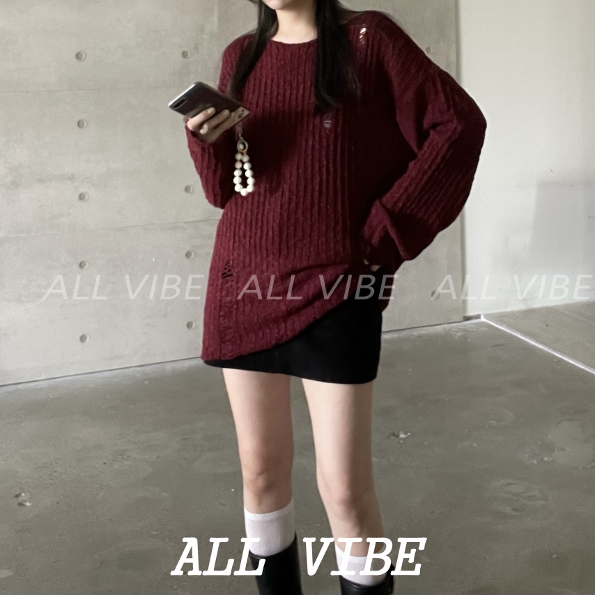 ALLVIBE韓國直郵㊣女士新品時尚熱賣真品休閑推薦25秋冬針織衫ALLVIBE針織衫
