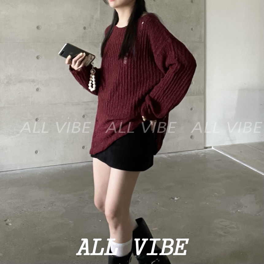 ALLVIBE韓國直郵㊣女士新品時尚熱賣真品休閑推薦25秋冬針織衫ALLVIBE針織衫