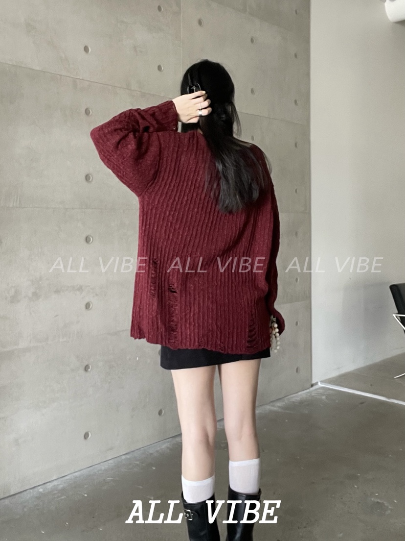 ALLVIBE韓國直郵㊣女士新品時尚熱賣真品休閑推薦25秋冬針織衫ALLVIBE針織衫