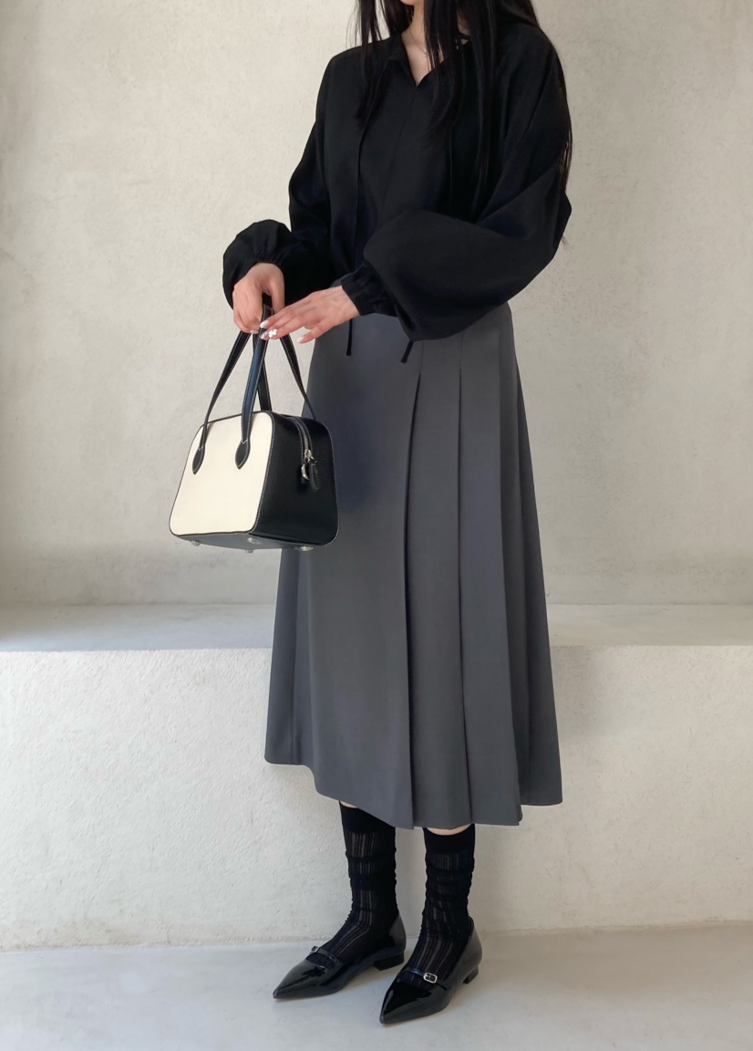 NDE韓國代購㊣女裝新品休閑25秋冬推薦職業人氣時尚熱賣長裙NDE長裙