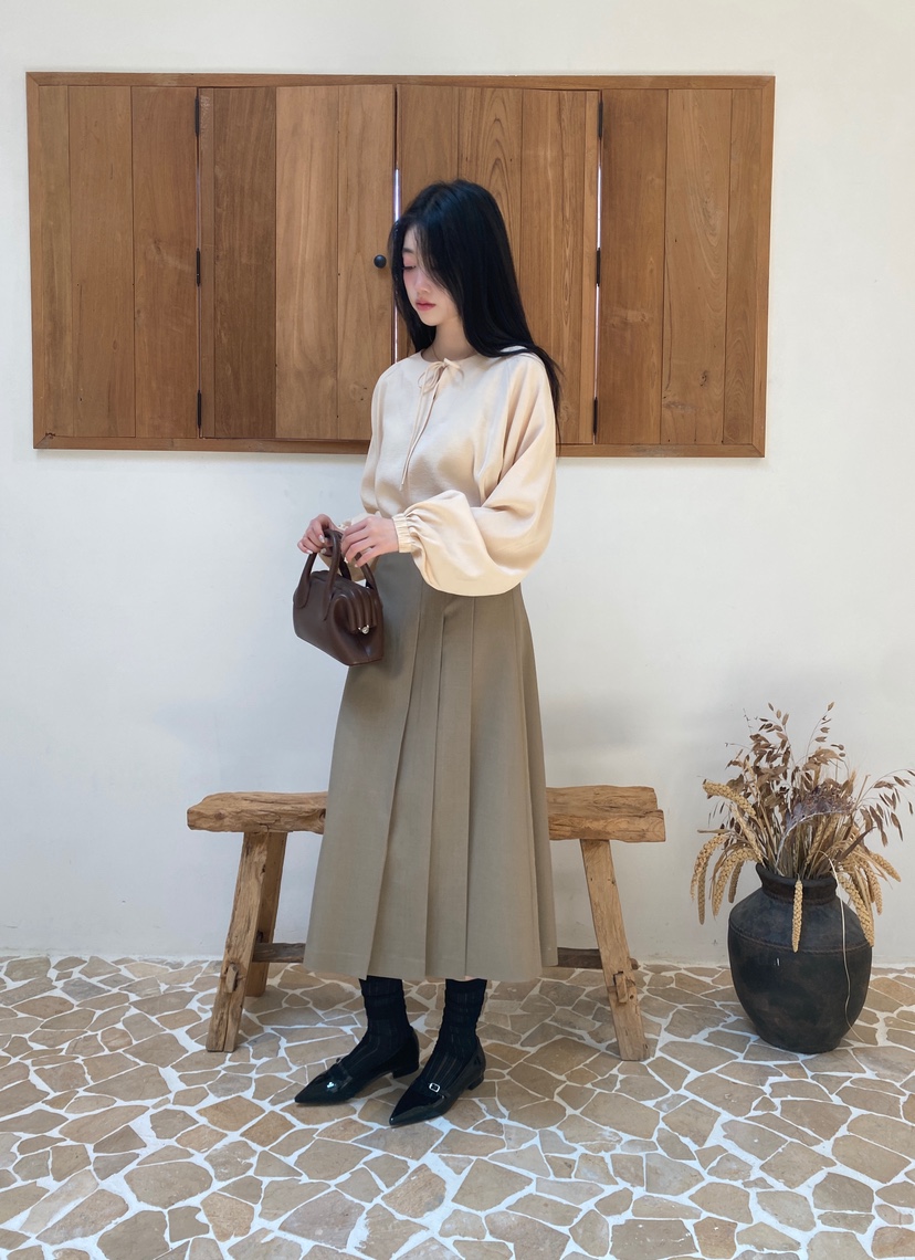 NDE韓國代購㊣女裝新品休閑25秋冬推薦職業人氣時尚熱賣長裙NDE長裙