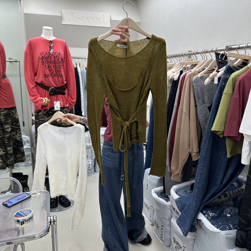 ASCEND東大門㊣直郵女士新品職業推薦人氣25秋冬針織衫羊絨雙層ASCEND針織衫圖色2