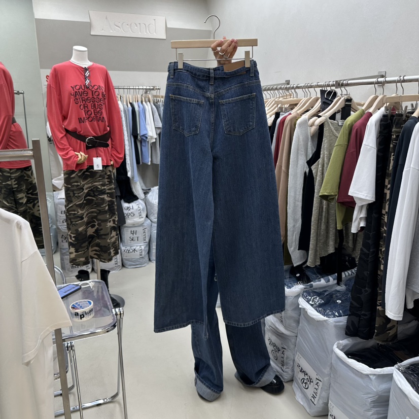 ASCEND東大門㊣實拍女士新款25秋冬真品推薦人氣牛仔褲含腰帶ASCEND牛仔褲