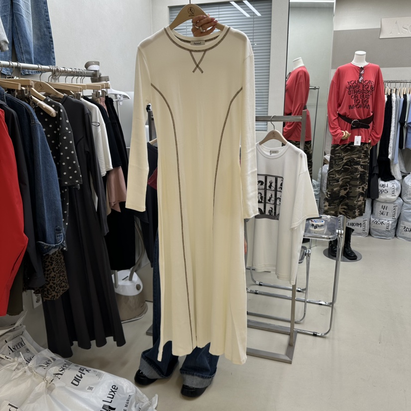 ASCEND韓國直郵㊣女裝新品熱賣25秋冬時尚人氣職業連衣裙超長ASCEND連衣裙