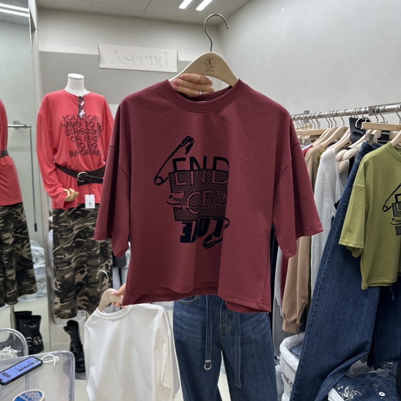 ASCEND韓國直郵㊣女士新品職業真品25秋冬人氣休閑時尚熱賣T恤ASCENDT恤圖色2