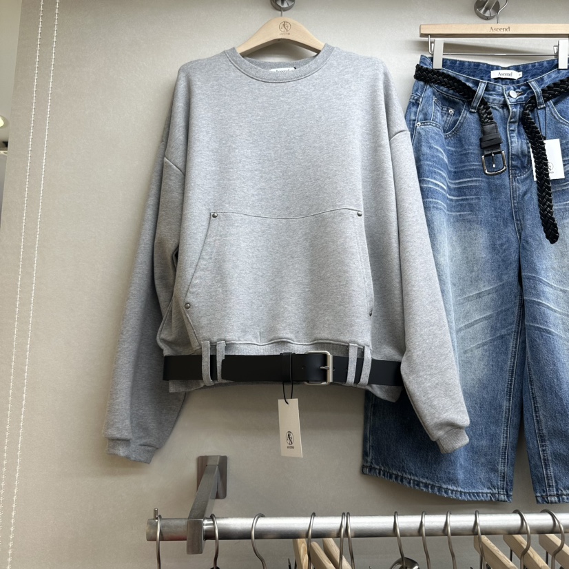 ASCEND東大門㊣代購女裝新品真品熱賣時尚25秋冬推薦衛衣腰帶ASCEND衛衣