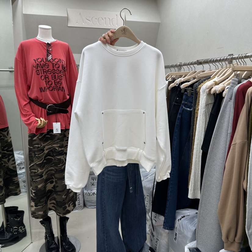 ASCEND東大門㊣代購女裝新品真品熱賣時尚25秋冬推薦衛衣腰帶ASCEND衛衣圖色2