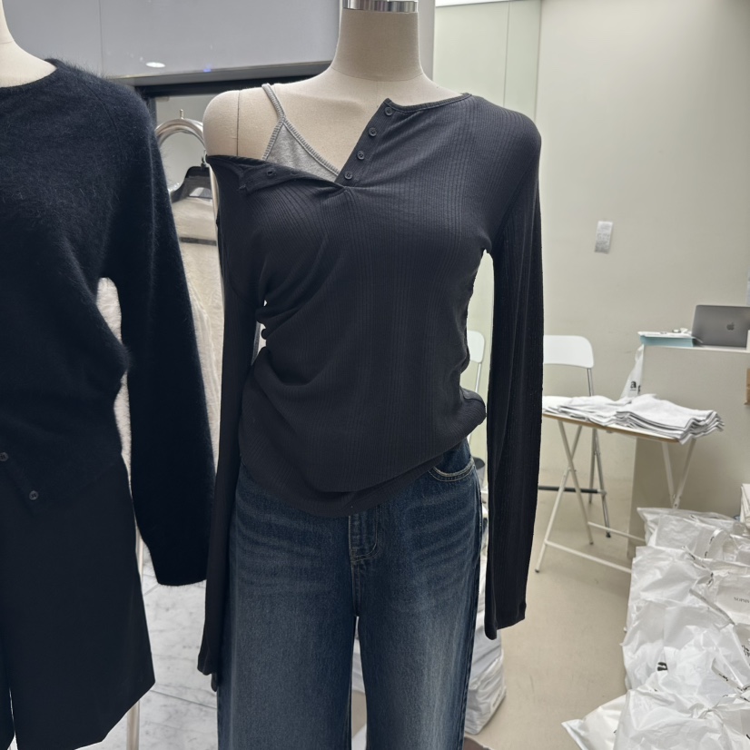 NOPSIS東大門㊣直郵女士新品25秋冬熱賣推薦時尚真品長袖T恤NOPSIS長袖T恤圖色2