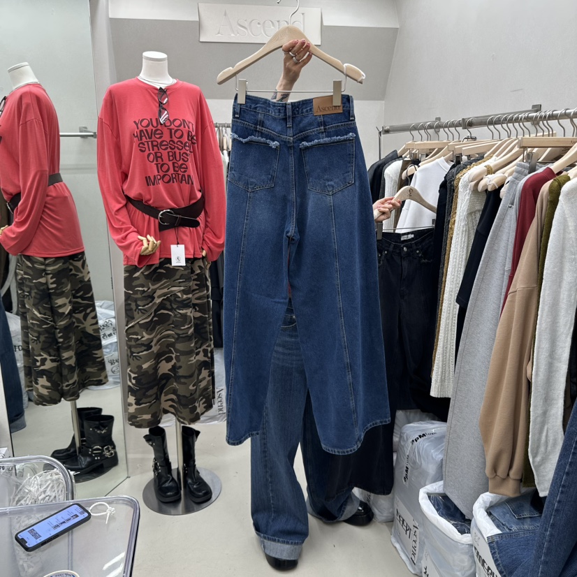 ASCEND韓國代購㊣女士新款推薦休閑真品25秋冬熱賣人氣牛仔褲ASCEND牛仔褲
