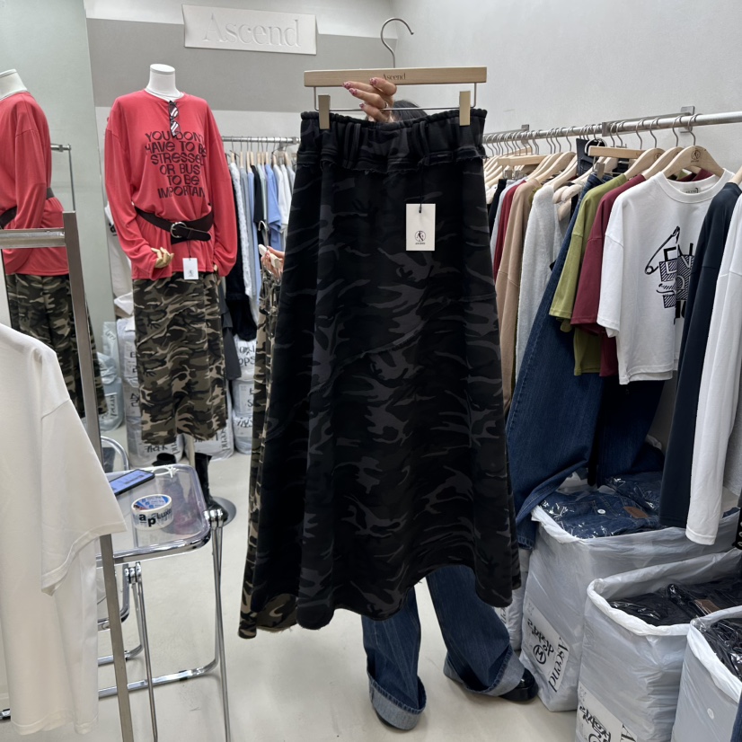 ASCEND韓國直郵㊣女士新品25秋冬熱賣職業時尚真品長裙迷彩ASCEND長裙圖色2