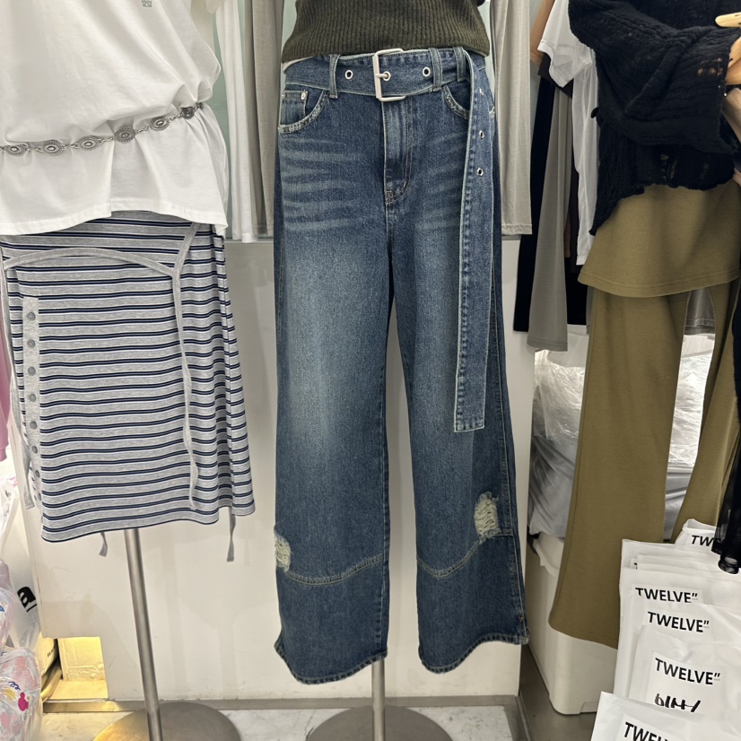 TWELVE東大門㊣直郵女裝新款25秋冬推薦真品職業牛仔褲含腰帶TWELVE牛仔褲
