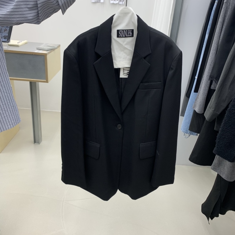 STAINLESS韓國代購㊣女士新品職業休閑推薦時尚25秋冬夾克羊毛STAINLESS夾克圖色2