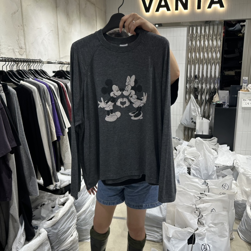 VANTA東大門㊣代購女士新品真品熱賣25秋冬長袖T恤羊絨長款VANTA長袖T恤圖色2