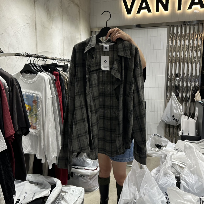 VANTA韓國直郵㊣女士新品推薦25秋冬時尚職業襯衫蕾絲衫格紋VANTA襯衫/蕾絲衫圖色2