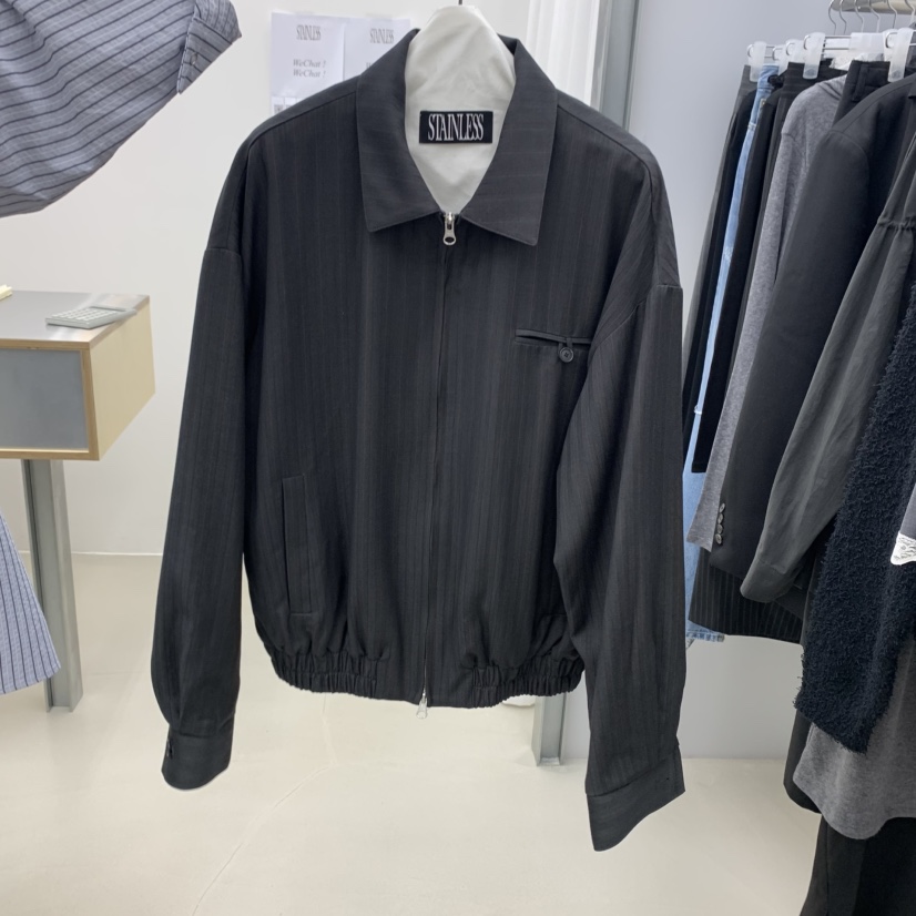 STAINLESS韓國直郵㊣女裝新品人氣職業時尚休閑真品夾克條紋STAINLESS夾克圖色2