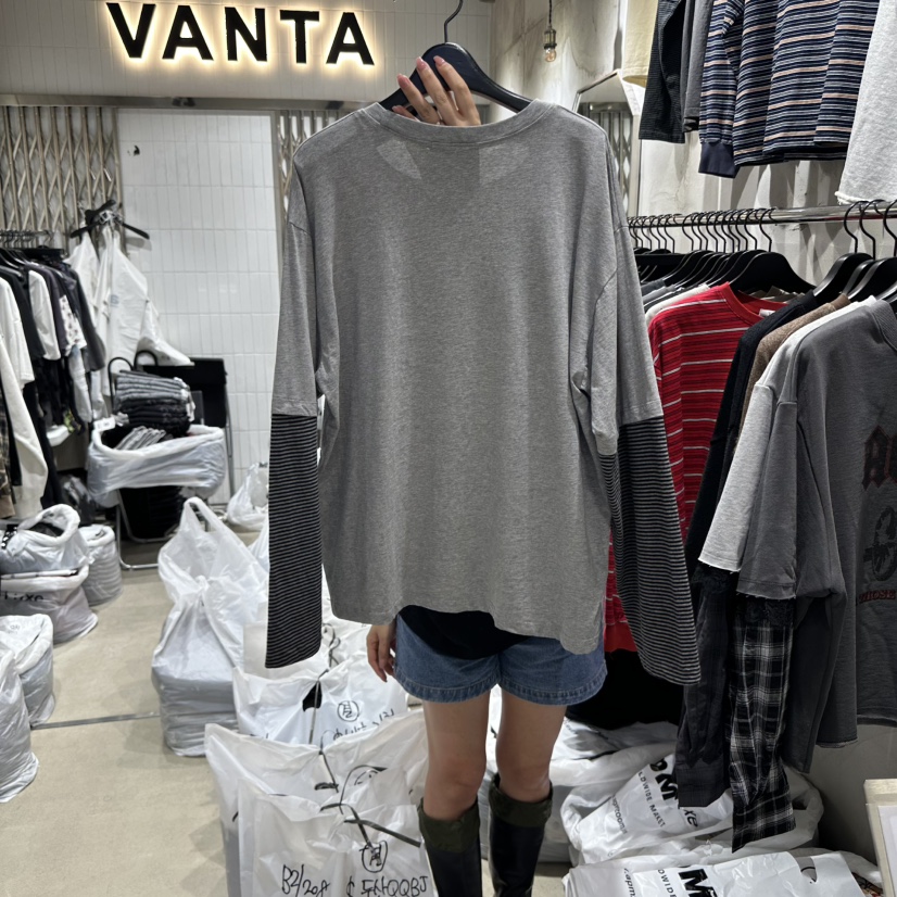 VANTA韓國代購㊣女士新品職業25秋冬真品襯衫蕾絲衫假兩件復古VANTA襯衫/蕾絲衫