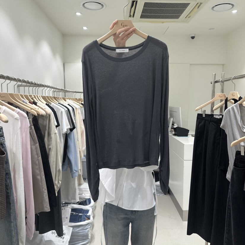 GLORY東大門㊣實拍女士新品25秋冬推薦熱賣人氣長袖T恤褶皺GLORY長袖T恤圖色3