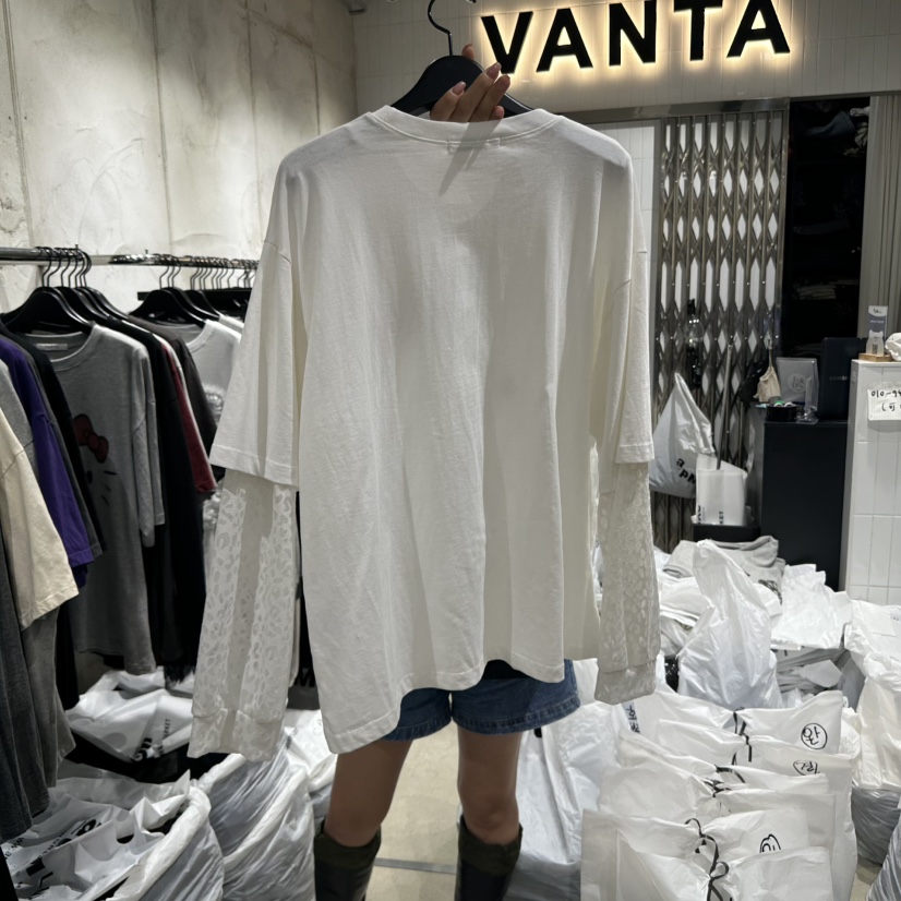 VANTA韓國直郵㊣女裝新品25秋冬真品熱賣職業襯衫蕾絲衫假兩件VANTA襯衫/蕾絲衫