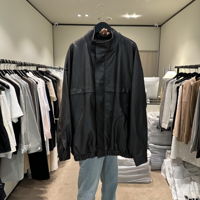 RE STOCK東大門㊣代購女裝新款真品25秋冬休閑熱賣夾克皮革RE STOCK夾克圖色2