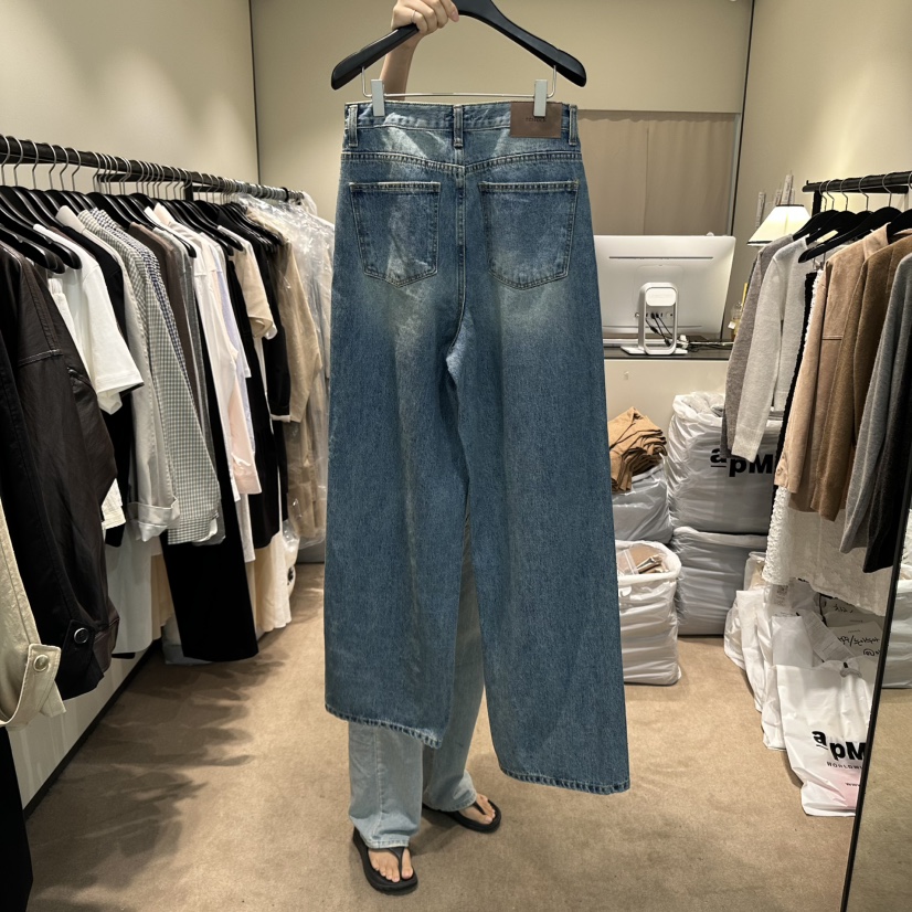 RE STOCK東大門㊣代購女裝新品25秋冬時尚職業真品牛仔褲水洗RE STOCK牛仔褲