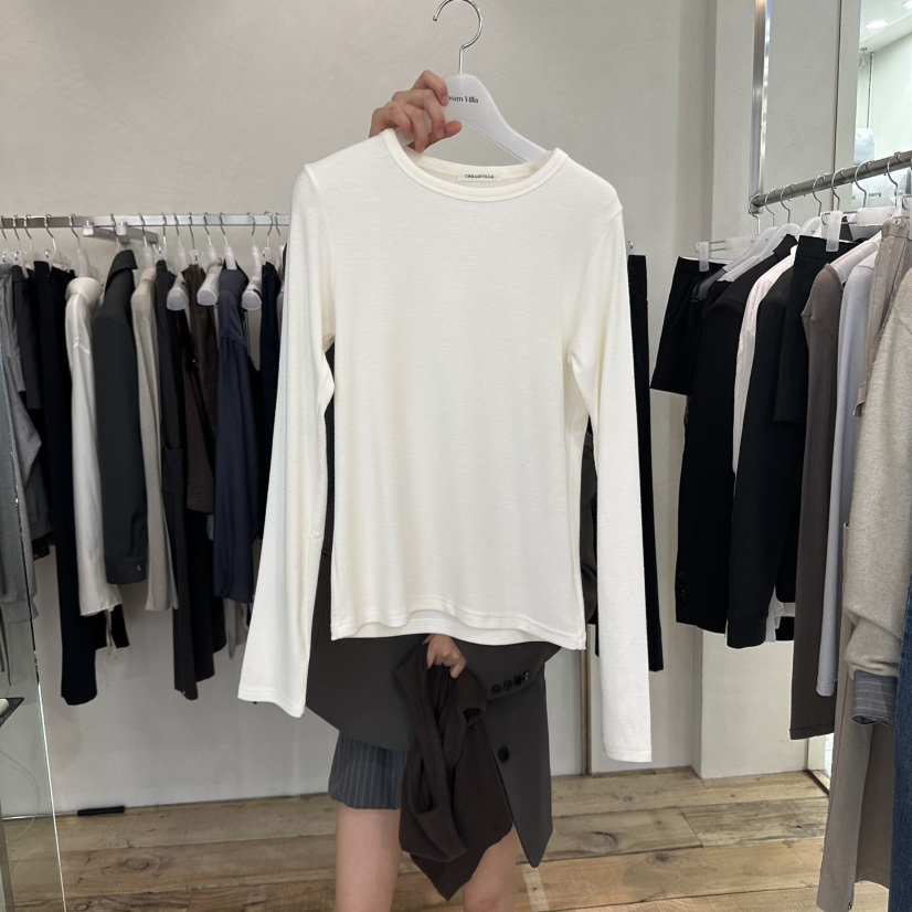 CREAM VILLA東大門㊣直郵女士新品職業長袖T恤CREAMVILLA長袖T恤圖色1
