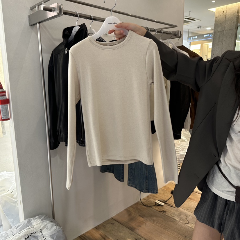 CREAM VILLA東大門㊣直郵女士新品職業長袖T恤CREAMVILLA長袖T恤圖色3