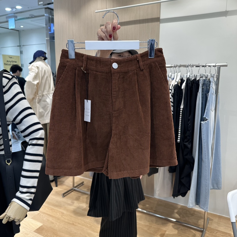 ZIPPER東大門㊣實拍女裝新品推薦25秋冬真品時尚短褲燈芯絨ZIPPER短褲