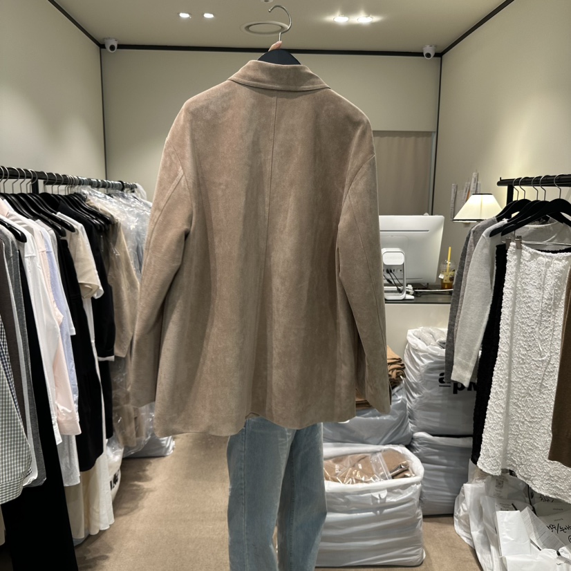 RE STOCK韓國直郵㊣女士新款休閑熱賣時尚推薦職業夾克絨面革RE STOCK夾克