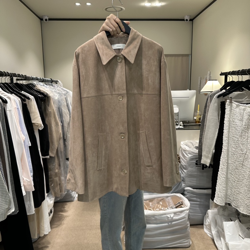 RE STOCK韓國直郵㊣女士新款休閑熱賣時尚推薦職業夾克絨面革RE STOCK夾克圖色2