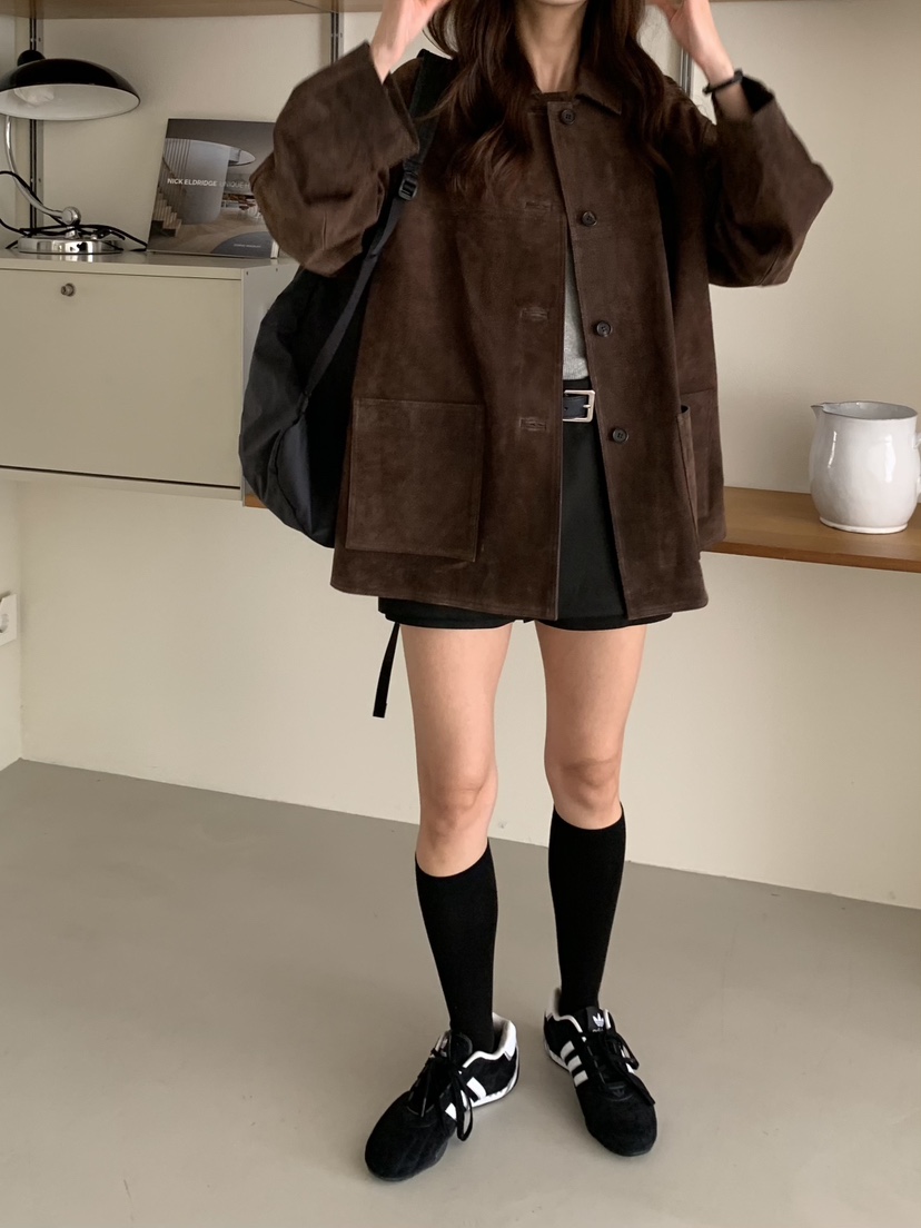 BAKING POWDER東大門㊣實拍女裝新品休閑職業夾克倫敦絨面革BAKING POWDER夾克