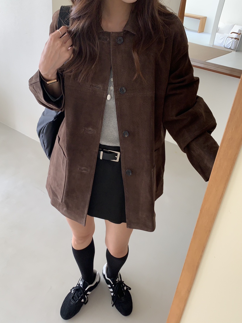 BAKING POWDER東大門㊣實拍女裝新品休閑職業夾克倫敦絨面革BAKING POWDER夾克