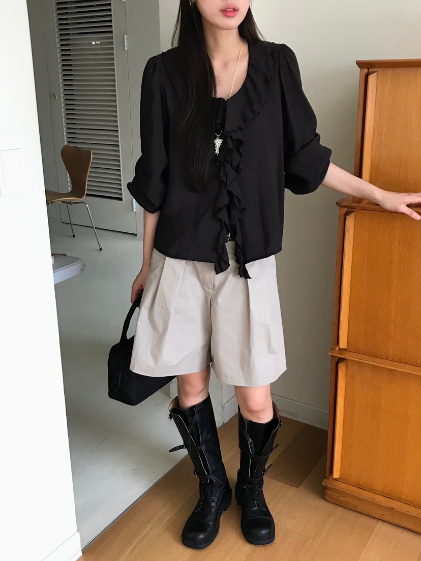 ESCHER東大門㊣代購女裝新款時尚25秋冬襯衫蕾絲衫不含腰帶ESCHER襯衫/蕾絲衫