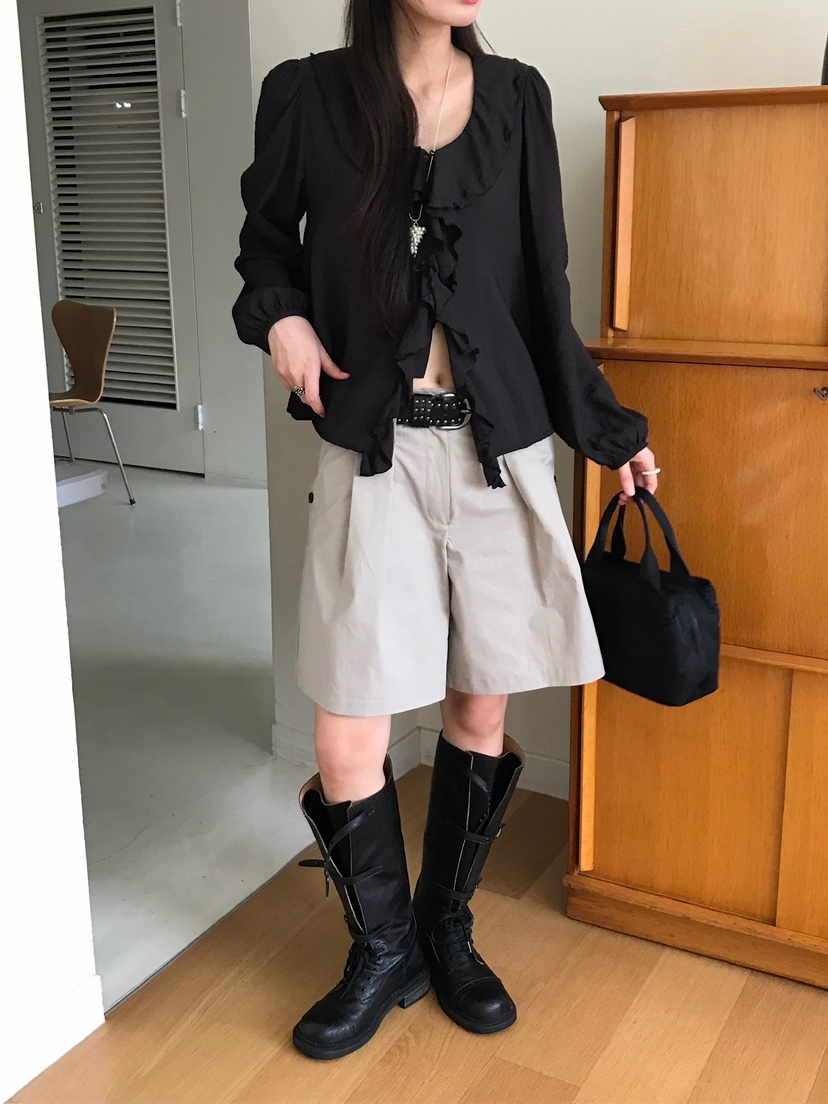 ESCHER東大門㊣代購女裝新款時尚25秋冬襯衫蕾絲衫不含腰帶ESCHER襯衫/蕾絲衫